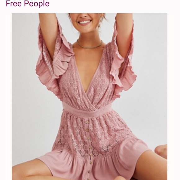 Free People Light Pink Shyanne Lace Romper - Picture 3 of 10